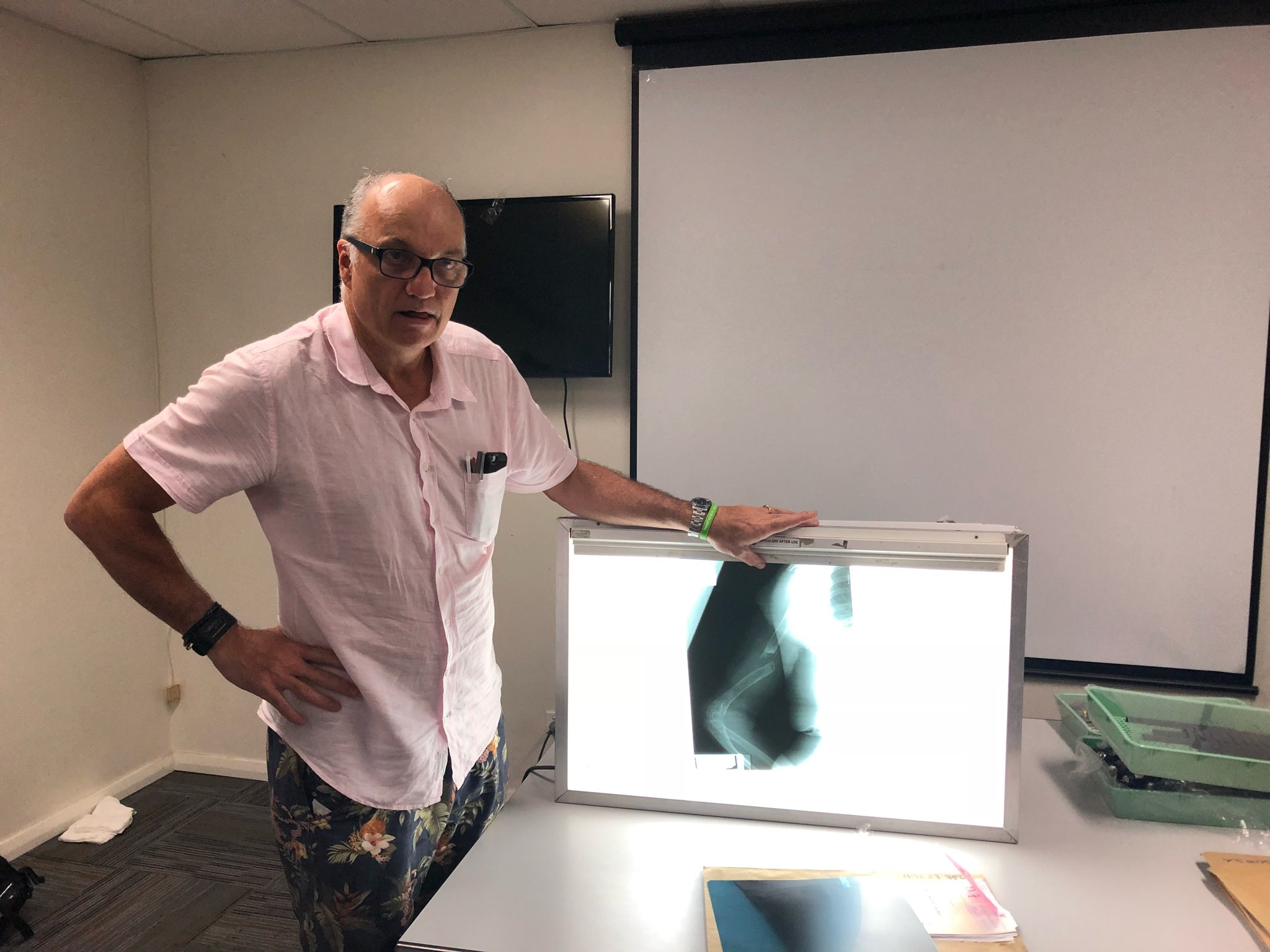 Dr Brazel reviewing X-rays